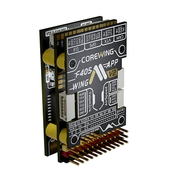 CoreWing F405 WING V2 stacked fixed-wing flight controller with servo headers and peripheral connectors | SoarSky