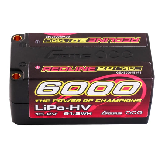 Gens Ace 6000mAh 4S 15.2V 140C HardCase 69# Redline 2.0 Series Lipo Battery With 5.0mm Bullet