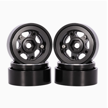 4pcs 1.0-inch Aluminum CNC Rims and Tires for 1/18 TRX4M, 1/24 SCX24, AX24, FCX24