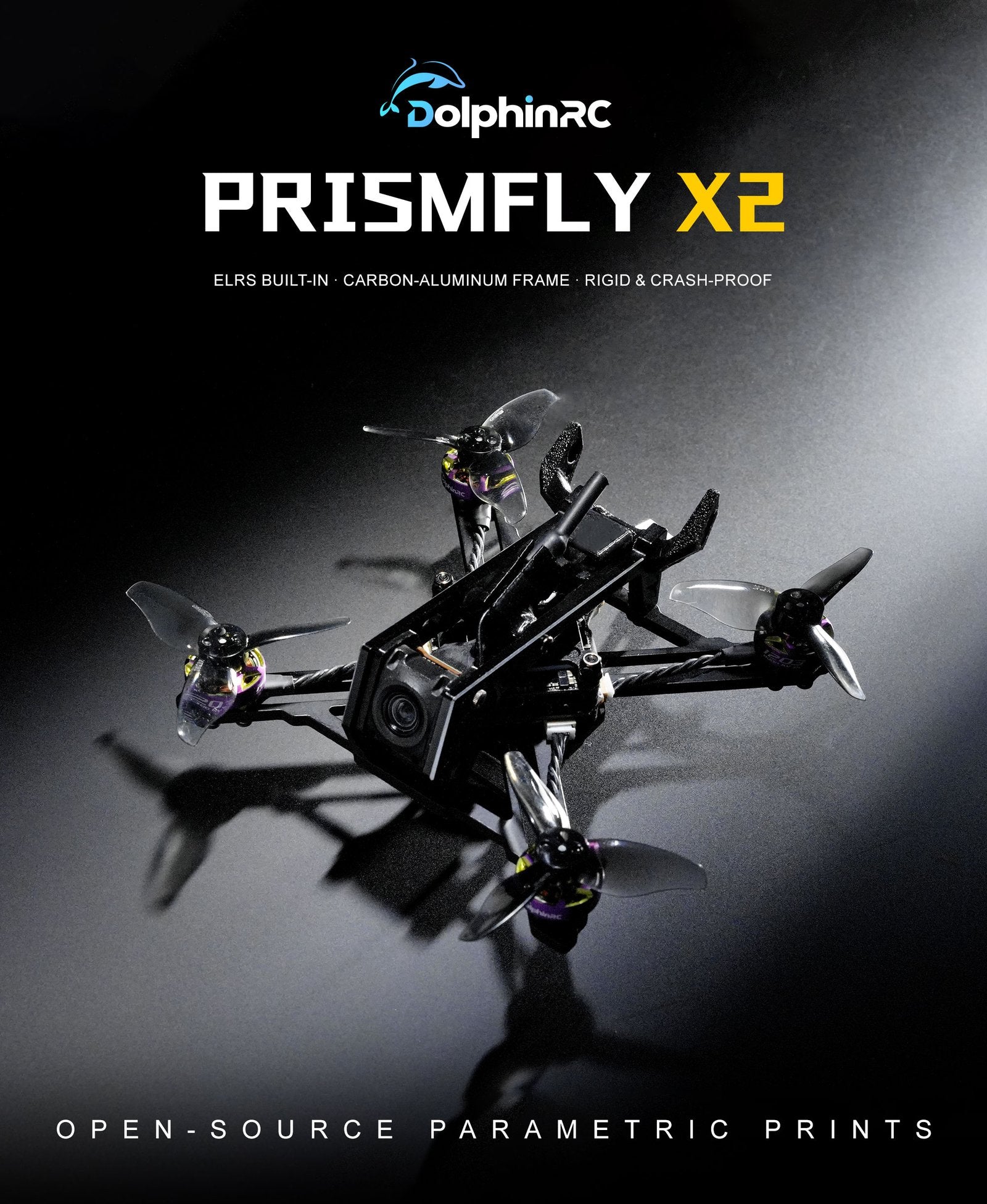 DolphinRC PRISMFLY X2 2Inch Frame Kit Combo w/ RCinpower GTS V3 1203 8000KV Motor (Purple-Green) & BETAFPV F405 AIO 20A Stack