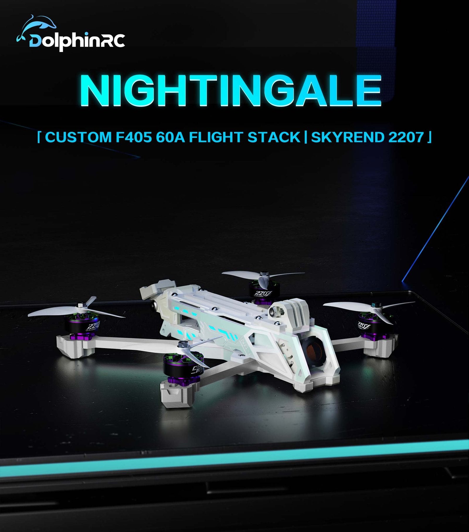 DolphinRC Nightingale X5 5 inch FPV Long Range Power Combo Kit, 2207 1950KV Brushless Motors & F405 60A Stack & Propellers for RC Drone Freestyle Racing DIY