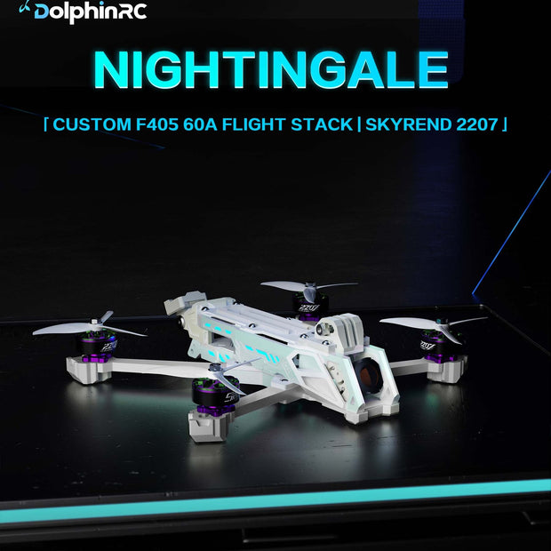 DolphinRC Nightingale X5 5 inch FPV Long Range Power Combo Kit, 2207 1950KV Brushless Motors & F405 60A Stack & Propellers for RC Drone Freestyle Racing DIY