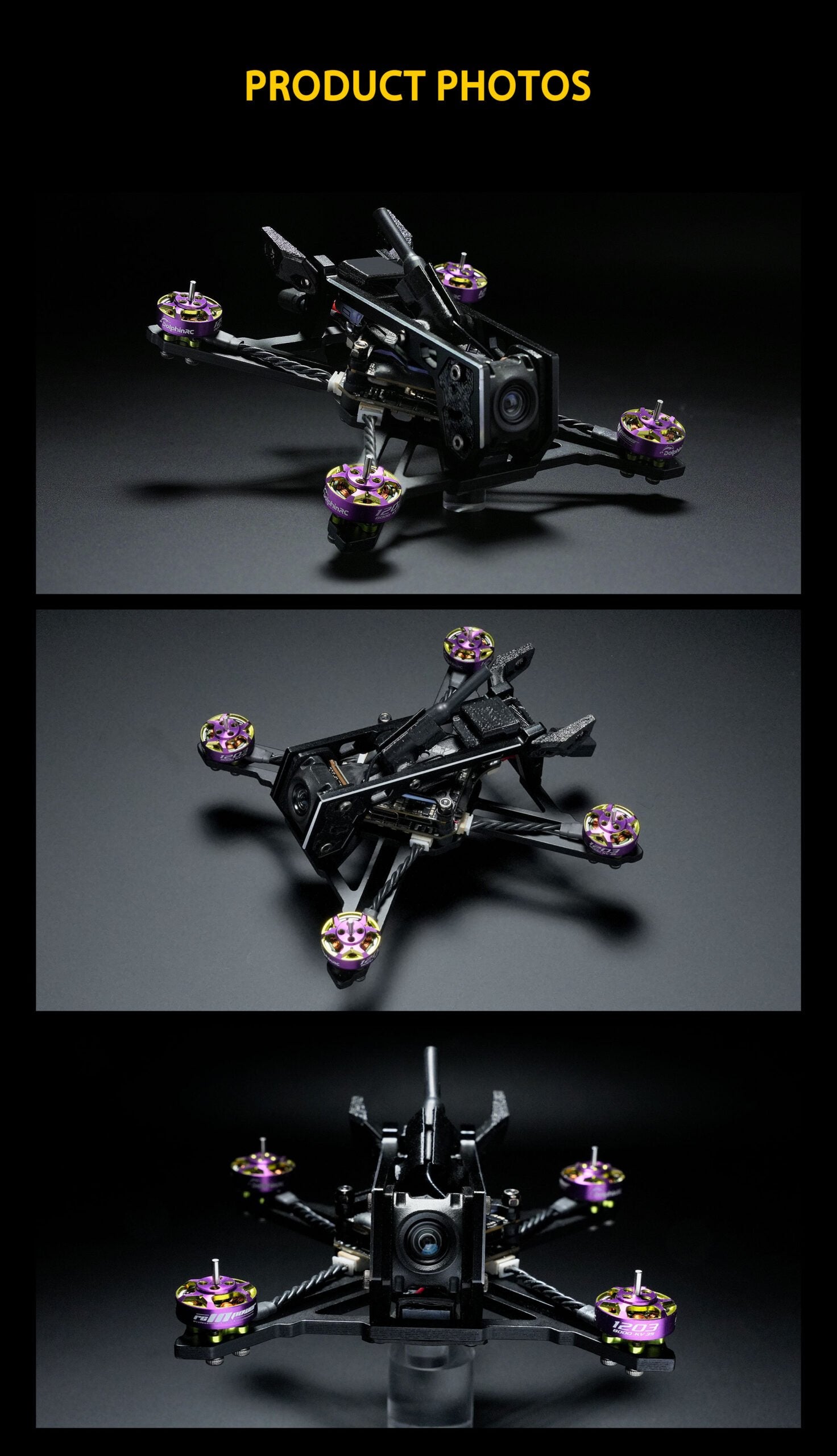 DolphinRC PRISMFLY X2 2Inch Frame Kit Combo w/ RCinpower GTS V3 1203 8000KV Motor (Purple-Green) & BETAFPV F405 AIO 20A Stack