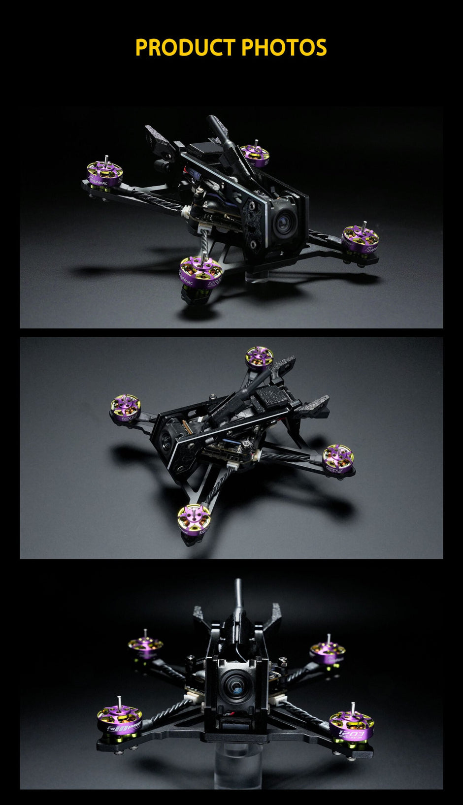 DolphinRC PRISMFLY X2 2Inch Frame Kit Combo w/ RCinpower GTS V3 1203 8000KV Motor (Purple-Green) & BETAFPV F405 AIO 20A Stack