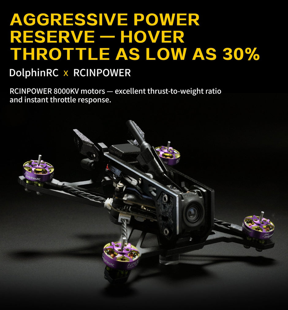 DolphinRC PRISMFLY X2 2Inch Frame Kit Combo w/ RCinpower GTS V3 1203 8000KV Motor (Purple-Green) & BETAFPV F405 AIO 20A Stack