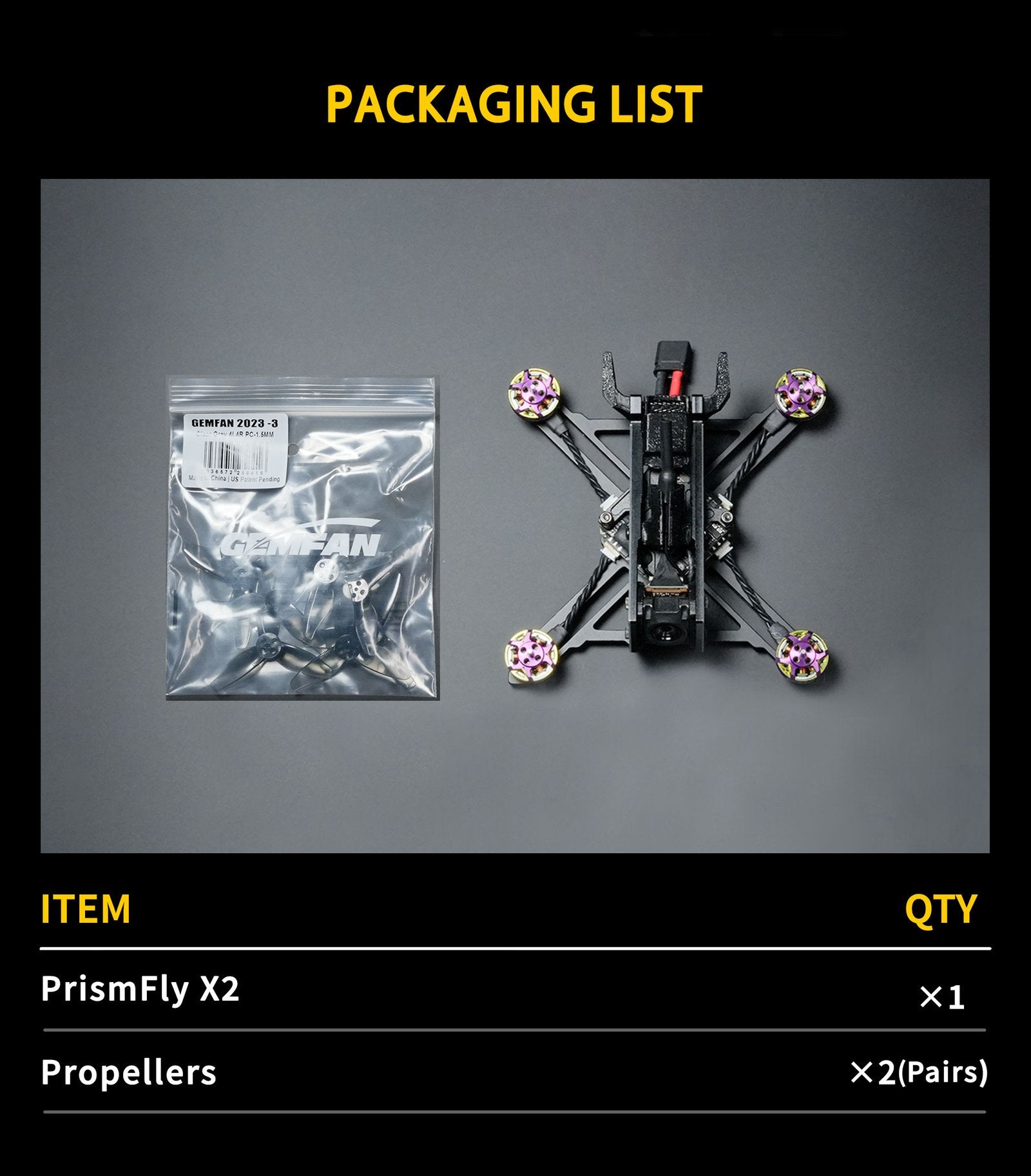 DolphinRC PRISMFLY X2 2Inch Frame Kit Combo w/ RCinpower GTS V3 1203 8000KV Motor (Purple-Green) & BETAFPV F405 AIO 20A Stack