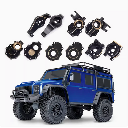 1/10 Scale RC Rock Crawler Upgrade Kit - Brass Steering Cups, C-Hubs, Brake Discs, Axle Covers with Weights for TRX4 and TRX6 Models