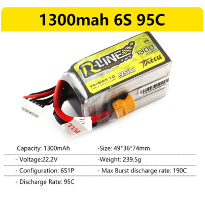 Tattu R-Line Gens Ace 1.0 2.0 LiPo-Akku 550/650/750/850/1050/1300/1550/1800 mAh 95C 3S 4S 6S für RC FPV Racing 