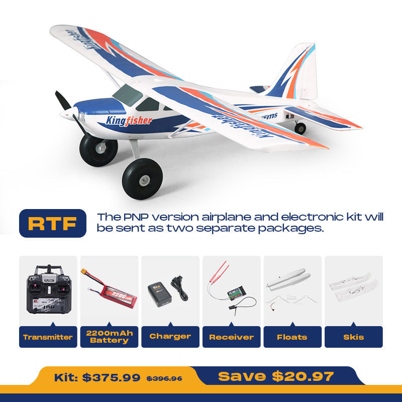 FMS 1400mm Kingfisher PNP with Reflex V3, Wheels, Floats, Skis, Flaps