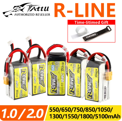 Tattu R-Line Gens Ace 1.0 2.0 LiPo-Akku 550/650/750/850/1050/1300/1550/1800 mAh 95C 3S 4S 6S für RC FPV Racing 