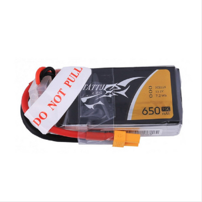 Batterie Lipo Tattu 650mAh 3S 75C 11.1V avec prise XT30