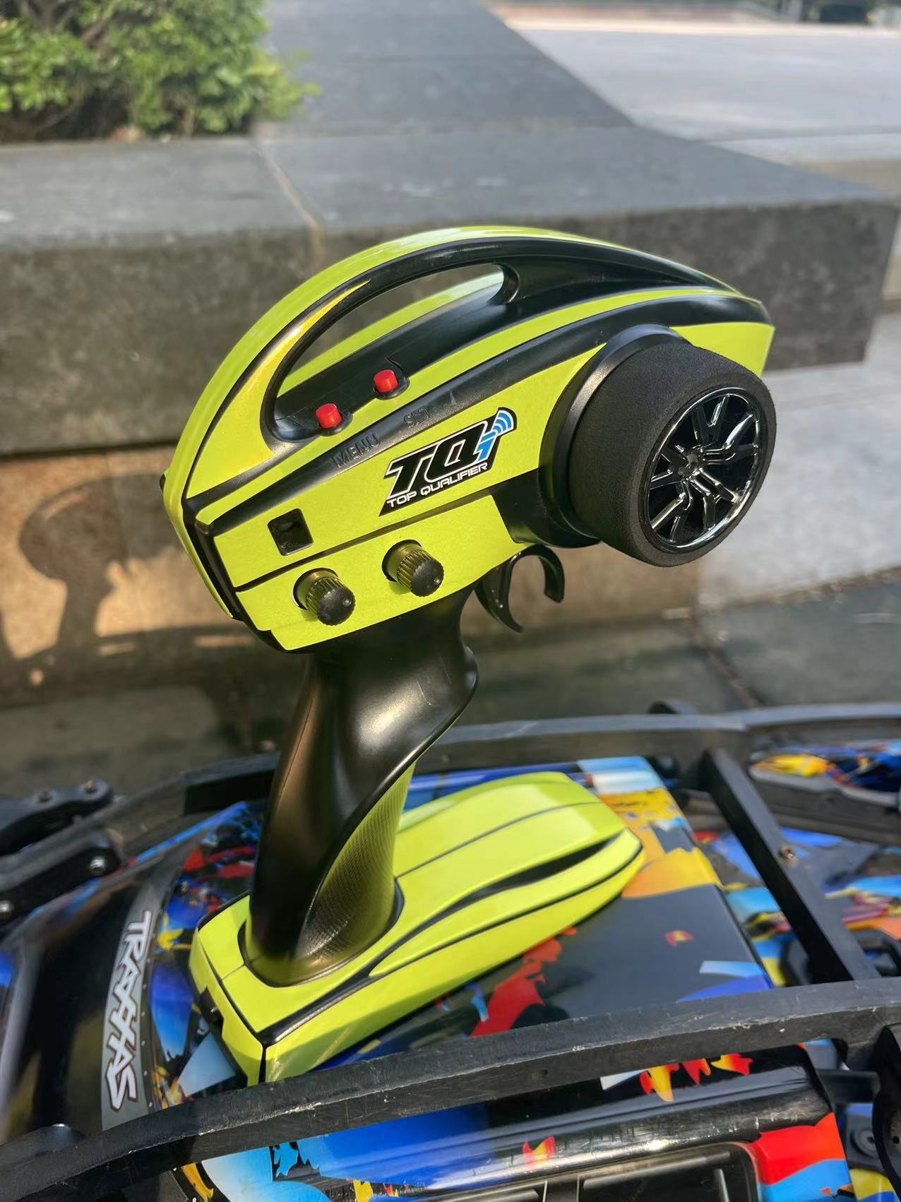 Traxxas TQi radio bright yellow sticker skin wrap