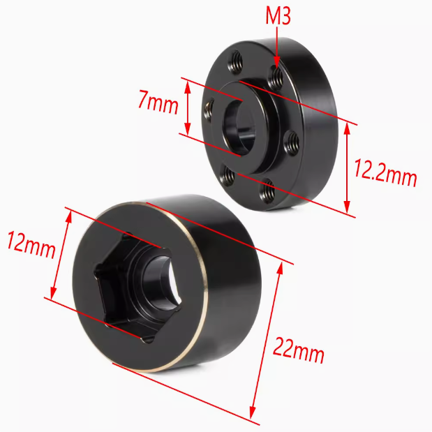 12mm Brass Hexagonal Joint SCX10 TRX4 Easy Control 1.9/2.2 VP Flybar Wheel Hub Widen Counterweight