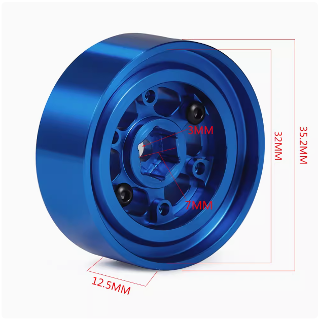 4pcs 1.3-inch aluminum alloy six-hole wheels with weighted weight, suitable for TRX4M defender original car tire skin SCX24 AX24