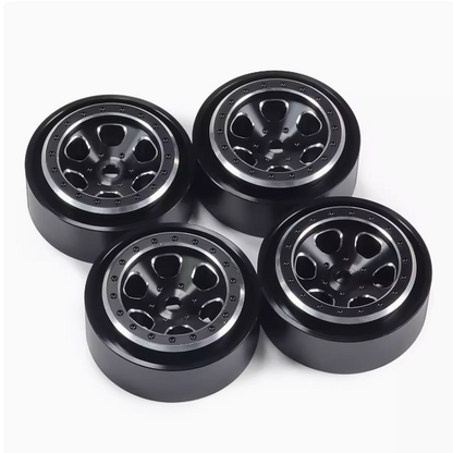 4pcs 1.3-inch aluminum alloy six-hole wheels with weighted weight, suitable for TRX4M defender original car tire skin SCX24 AX24