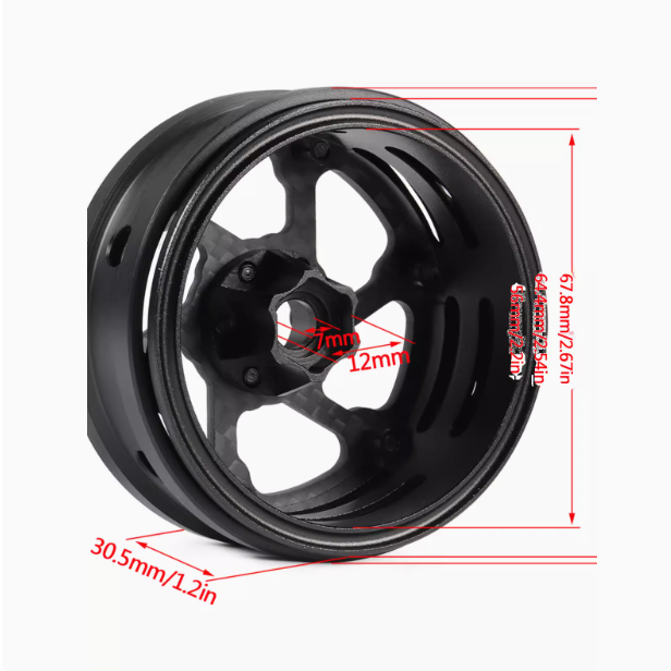 4pcs 2.2 inch carbon fiber wheels 1/10 climbing car SCX10 TRX4 CAPRA tube frame car LCG chassis