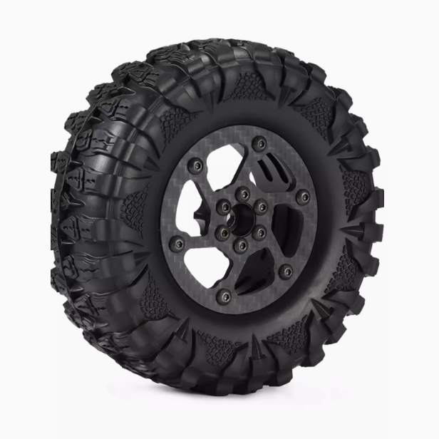 Set of 4 2.2-inch Carbon Fiber Wheels for 1/10 Scale Crawler Rock Crawler SCX10 TRX4 Capra Tube Chassis LCG Chassis