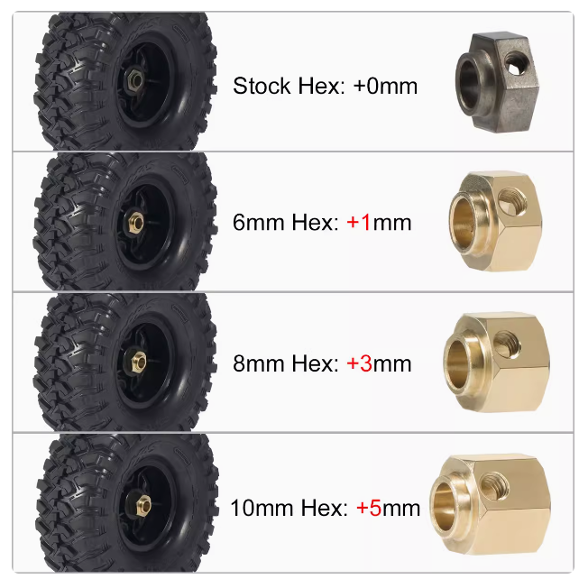 1/10 TRX4 TRX6 brass extended coupler counterweight 12mm widened hexagonal coupler upgrade