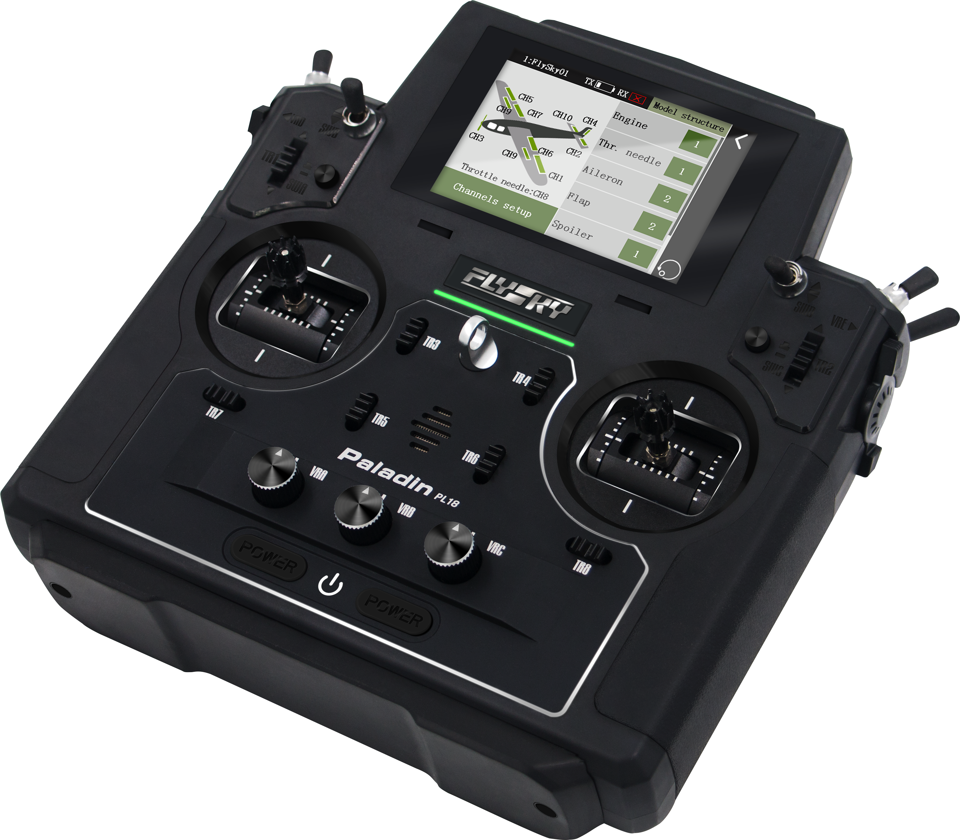 FLYSKY Paladin PL18 2,4 GHz AFHDS3 18-Kanal-Radio mit FTr10-Empfänger (Standardversion)