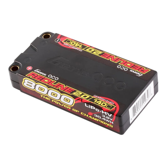 Gens Ace 8000mAh 1S 3.8V 140C HardCase 65# Redline 2.0 Series Batterie Lipo avec balle de 5,0 mm