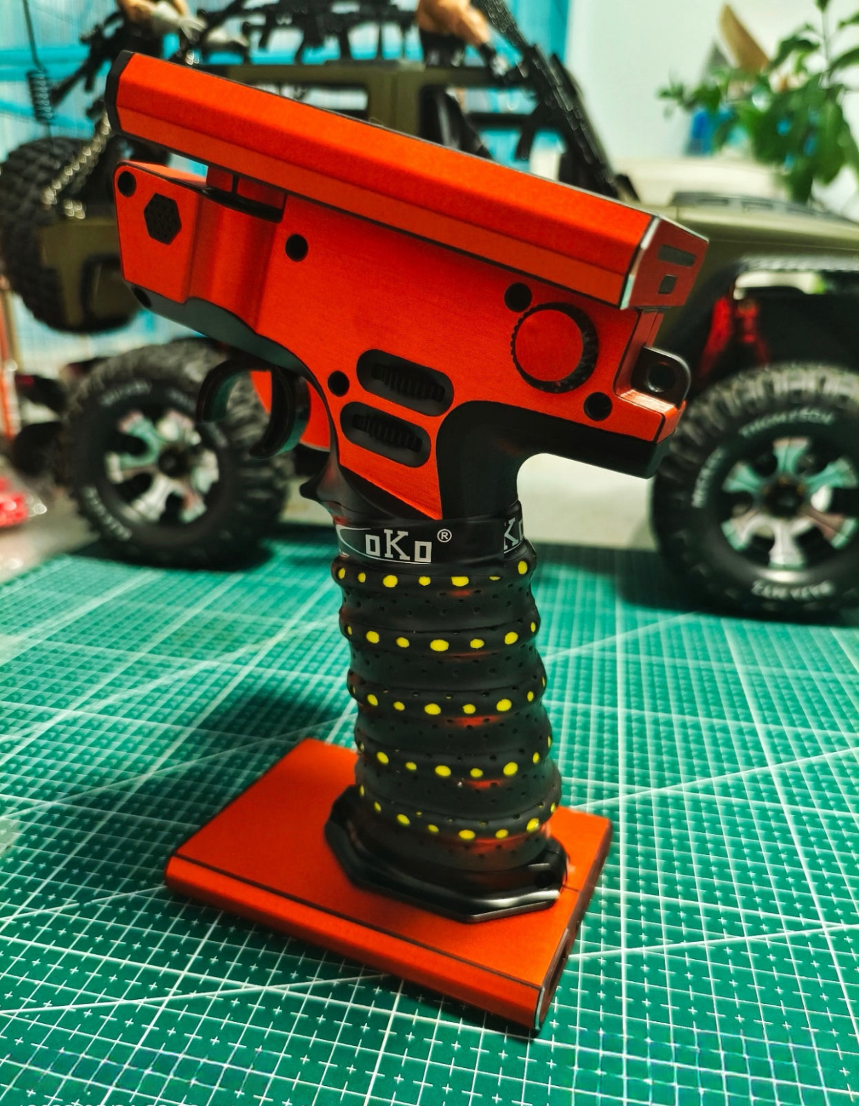 Autocollant radio Soarsky Flysky NB4/NB4+ en métal orange vif