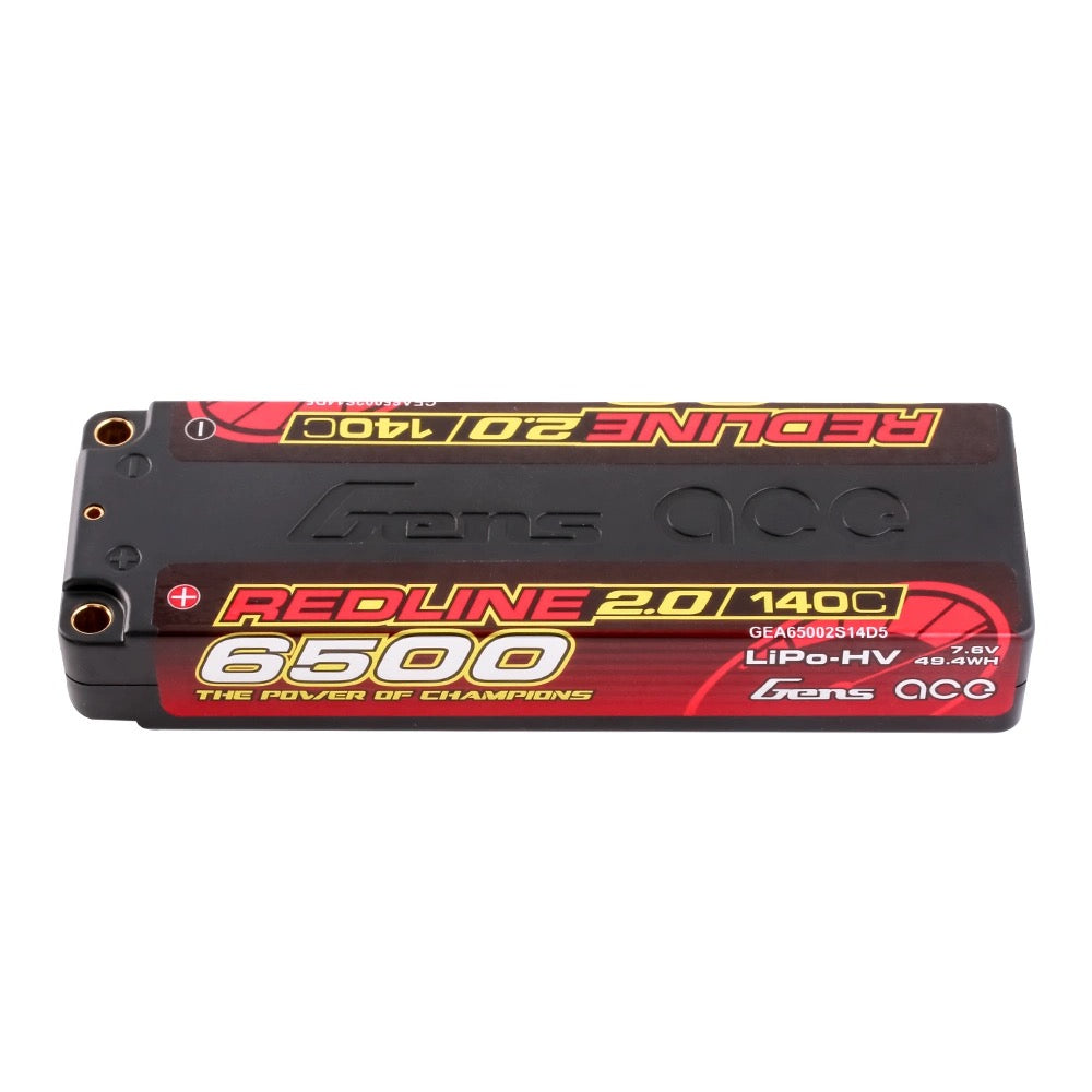 Gens Ace 6500 mAh 2S 7,6 V 140 C HardCase 57# Redline 2.0 Serie Lipo-Akku mit 5,0 mm Bullet