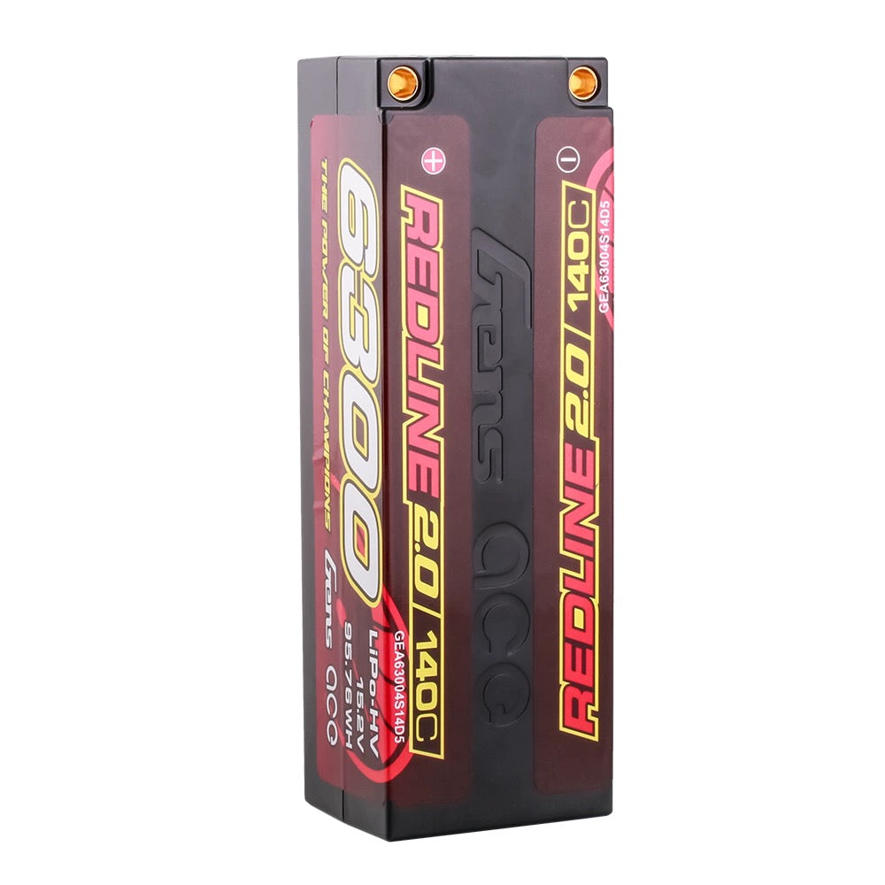 Gens Ace 6300mAh 4S 15.2V 140C HardCase 59# Redline 2.0 Series Batterie Lipo avec balle de 5,0 mm