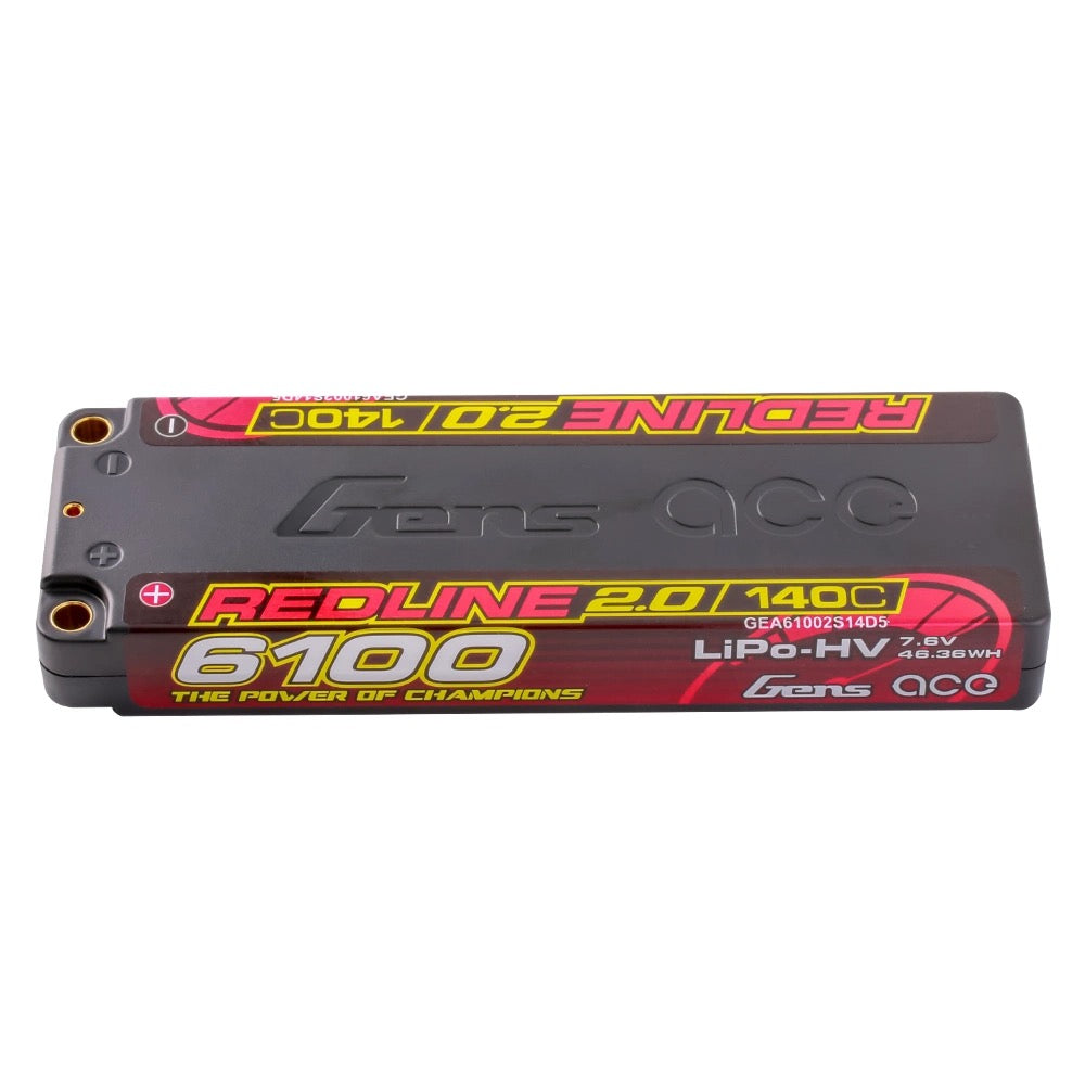 Gens Ace 6100mAh 2S1P 140C 7.6V HardCase HV Redline 2.0 Series Lipo Battery