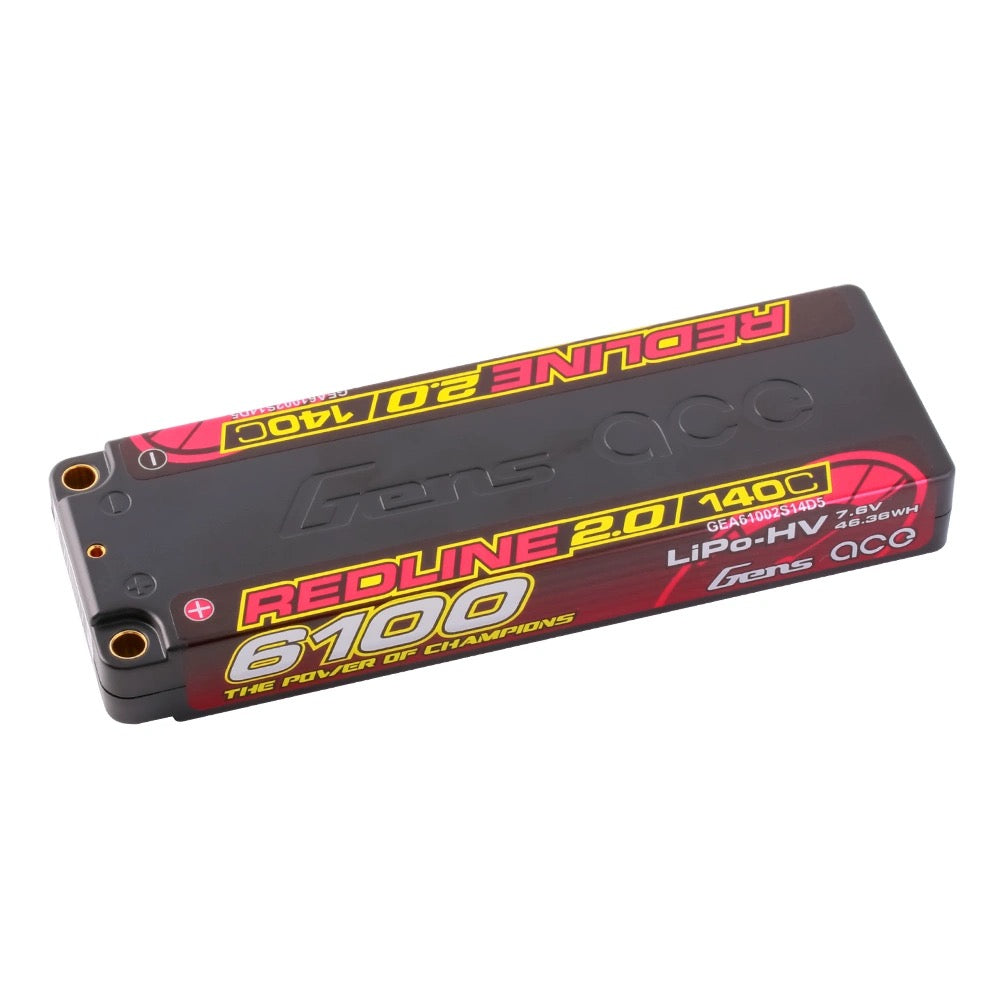 Gens Ace 6100mAh 2S1P 140C 7.6V HardCase HV Redline 2.0 Series Lipo Battery