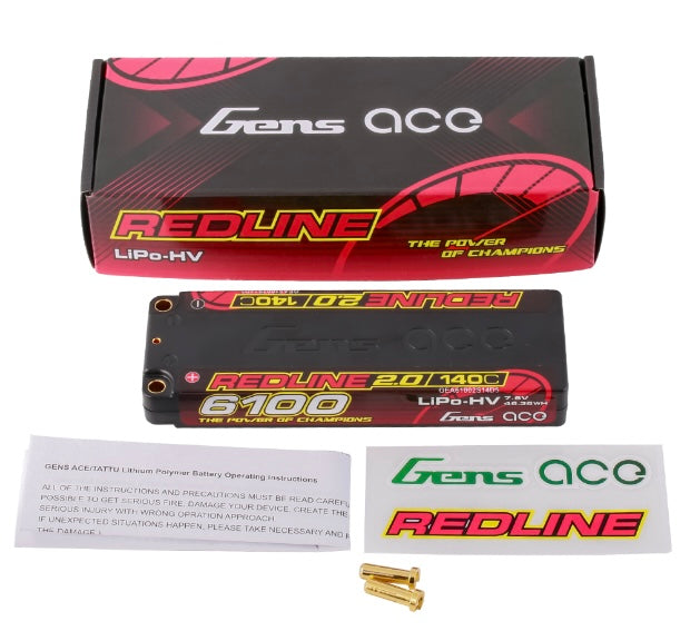 Gens Ace 6100mAh 2S1P 140C 7.6V HardCase HV Redline 2.0 Series Lipo Battery