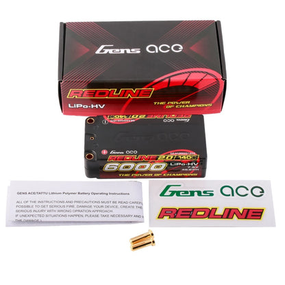 Gens Ace 6000mAh 2S2P 140C 7.6V HardCase HV Redline 2.0 Series Shorty Lipo Battery