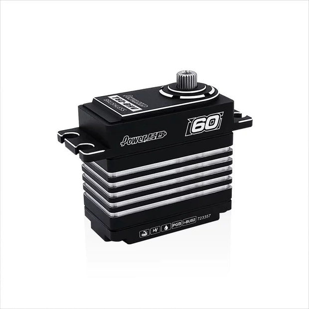 Power HD T60-BHV High Voltage Brushless Servo - 60KG Torque, Waterproof Metal Gear for RC Cars/Robots