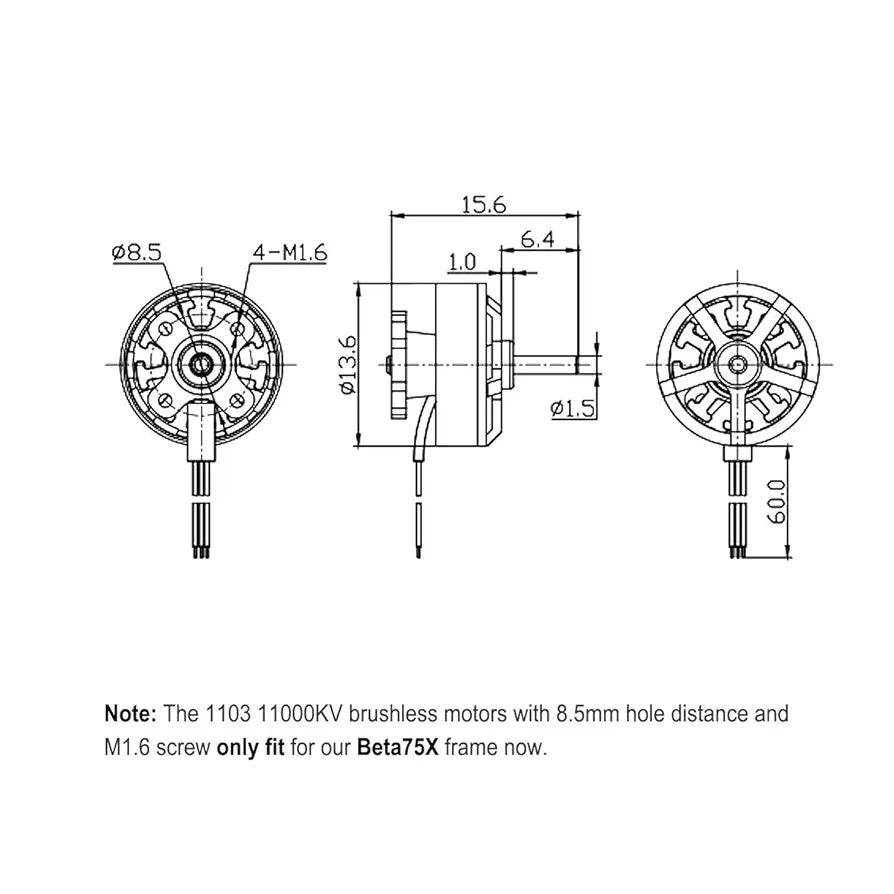 BETAFPV 4pcs 1103 11000KV Brushless Motors FPV 2S Motor RC for 2S Lipo Battery 2S Frame Beta75X Whoop Drone