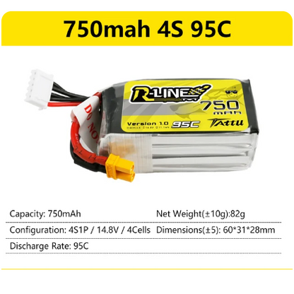 Tattu R-Line Gens Ace 1.0 2.0 LiPo-Akku 550/650/750/850/1050/1300/1550/1800 mAh 95C 3S 4S 6S für RC FPV Racing 