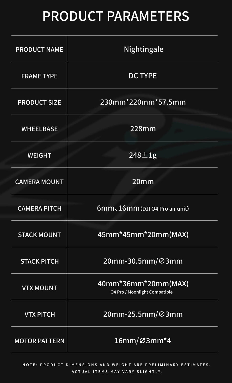 DolphinRC Nightingale X5 FPV Frame Kit