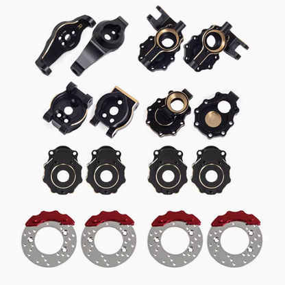 1/10 Scale RC Rock Crawler Upgrade Kit - Brass Steering Cups, C-Hubs, Brake Discs, Axle Covers with Weights for TRX4 and TRX6 Models