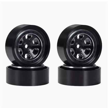 4pcs 1.3-inch aluminum alloy six-hole wheels with weighted weight, suitable for TRX4M defender original car tire skin SCX24 AX24