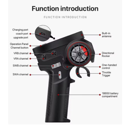 HotRC Transmitter CT-8B 10CH 2.4GHz Radio System Remote Controller with F-08A for RC Car Boat Model