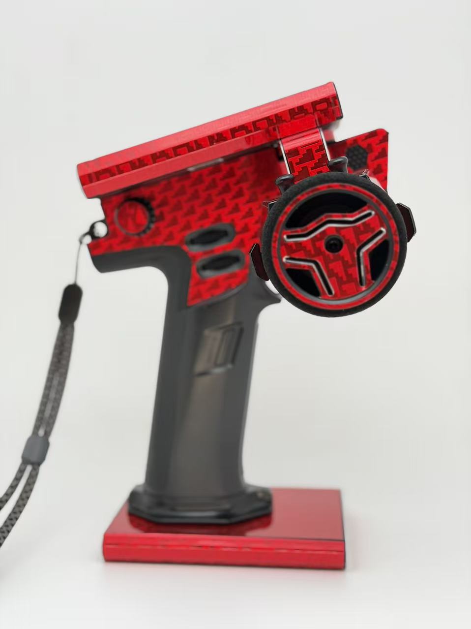 Chrome Red Carbon Fiber Full Coverage Protective Wrap Skin for Flysky NB4 / NB4+ RC Car Transmitter - Scratch Proof Waterproof No Residue Decal Sticker