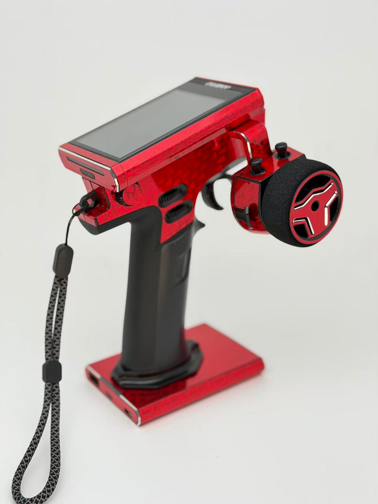 Chrome Red Carbon Fiber Full Coverage Protective Wrap Skin for Flysky NB4 / NB4+ RC Car Transmitter - Scratch Proof Waterproof No Residue Decal Sticker