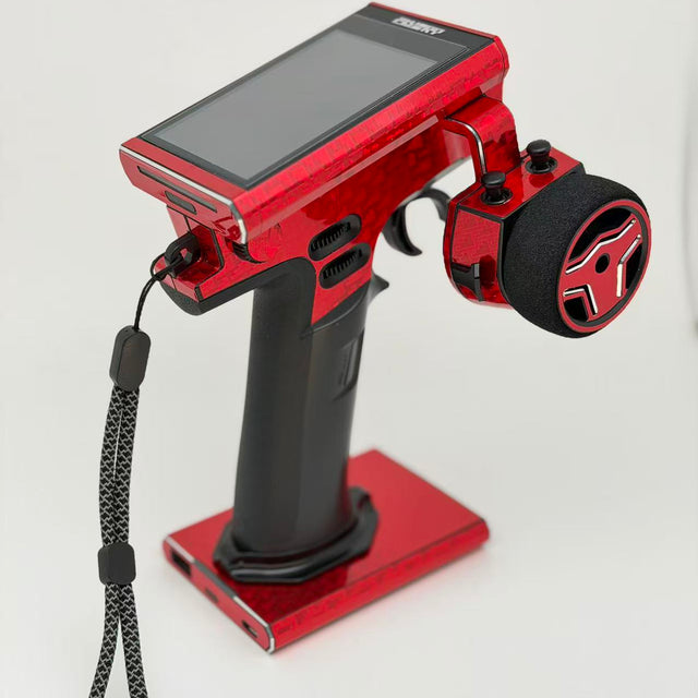 Chrome Red Carbon Fiber Full Coverage Protective Wrap Skin for Flysky NB4 / NB4+ RC Car Transmitter - Scratch Proof Waterproof No Residue Decal Sticker