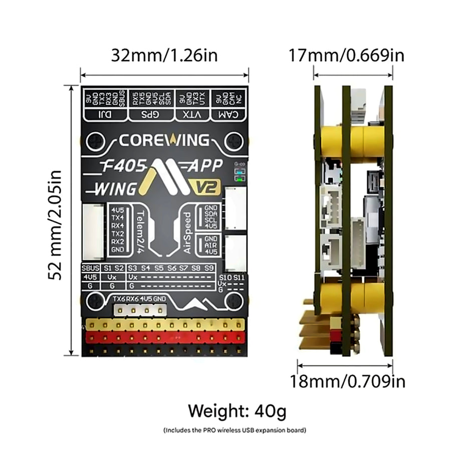 CoreWing F405 WING V2 APP Fixed-Wing Flight Controller