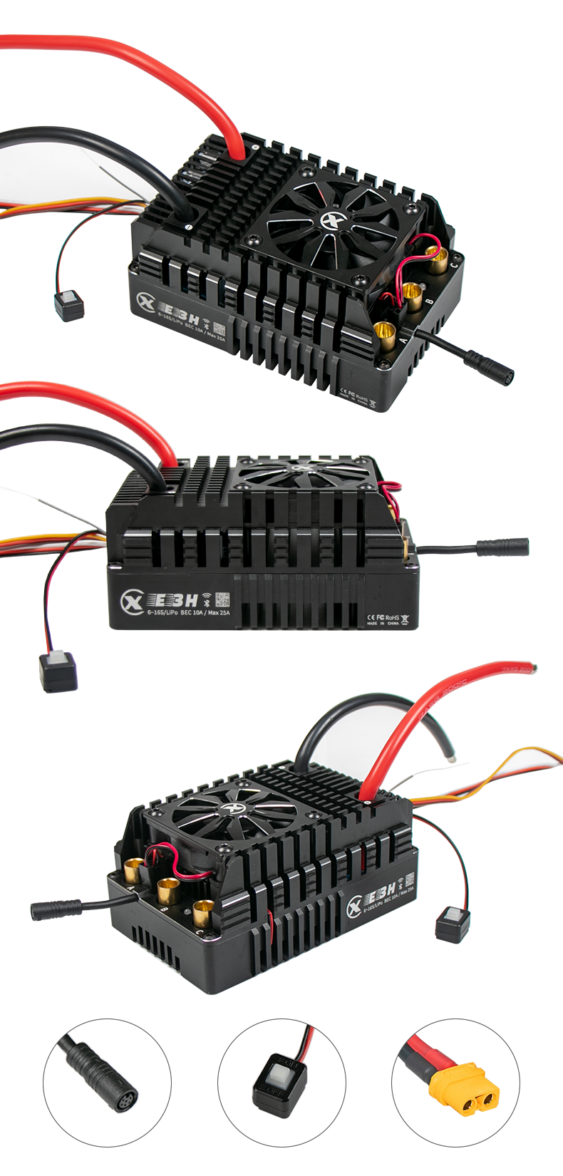 E3H HV Electronic Speed Controller for RC Cars 1/4 ESC / 300A (6~16S)