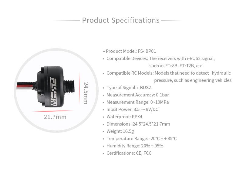 Flysky FS-IBP01 hydraulic sensor engineering vehicle sensor hydraulic excavator model sensor