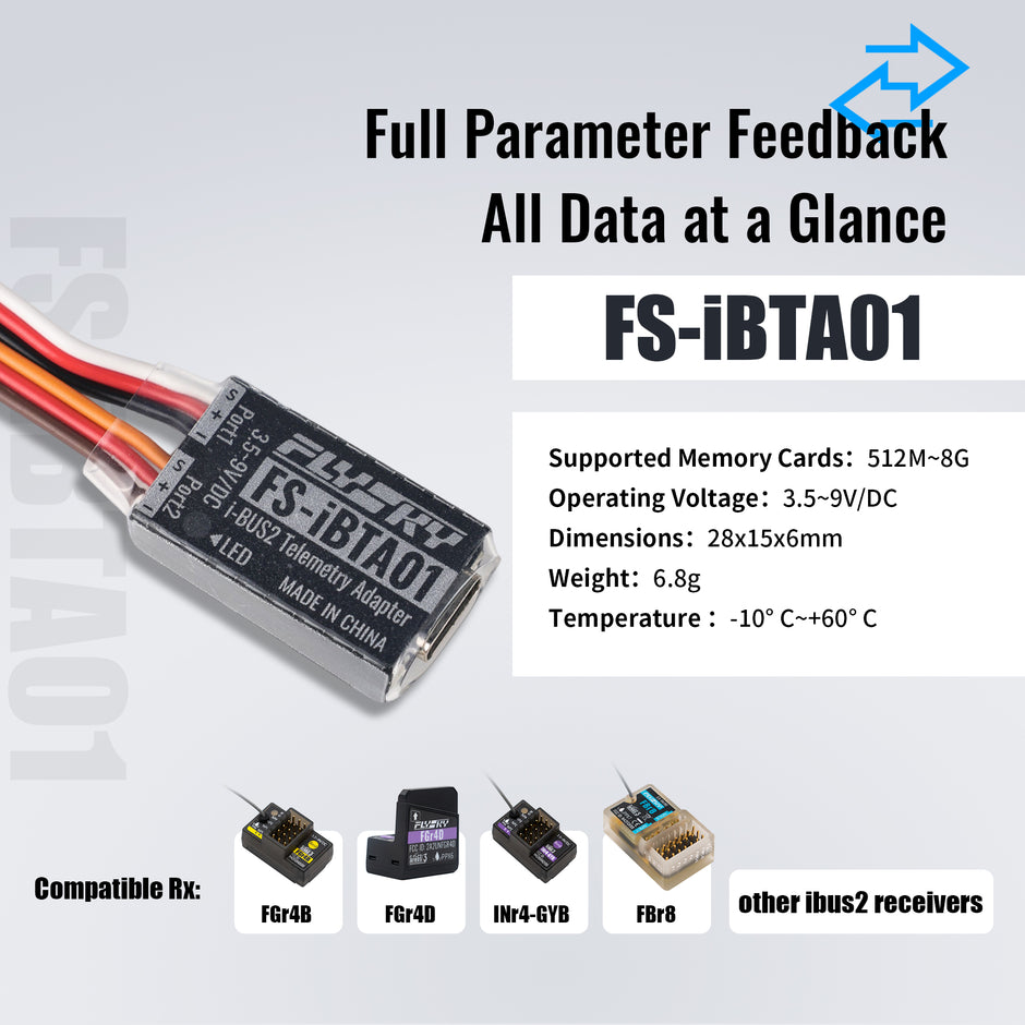 Flysky iBTA01 Telemetry Adapter works for Hobbywing ESC