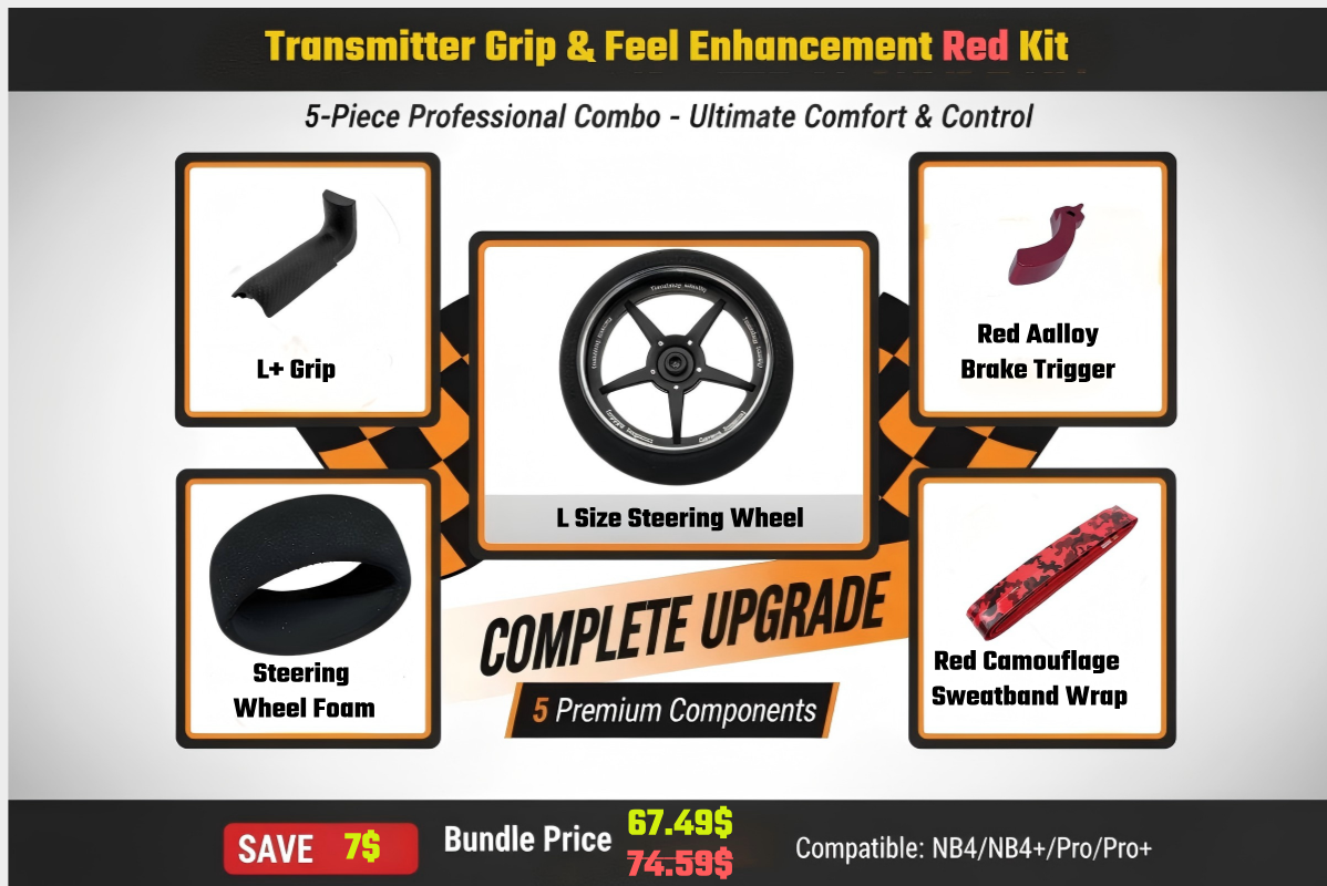 Flysky Noble NB4/NB4+/Pro/Pro+ Transmitter Grip & Feel Enhancement Red Kit