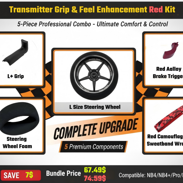 Flysky Noble NB4/NB4+/Pro/Pro+ Transmitter Grip & Feel Enhancement Red Kit