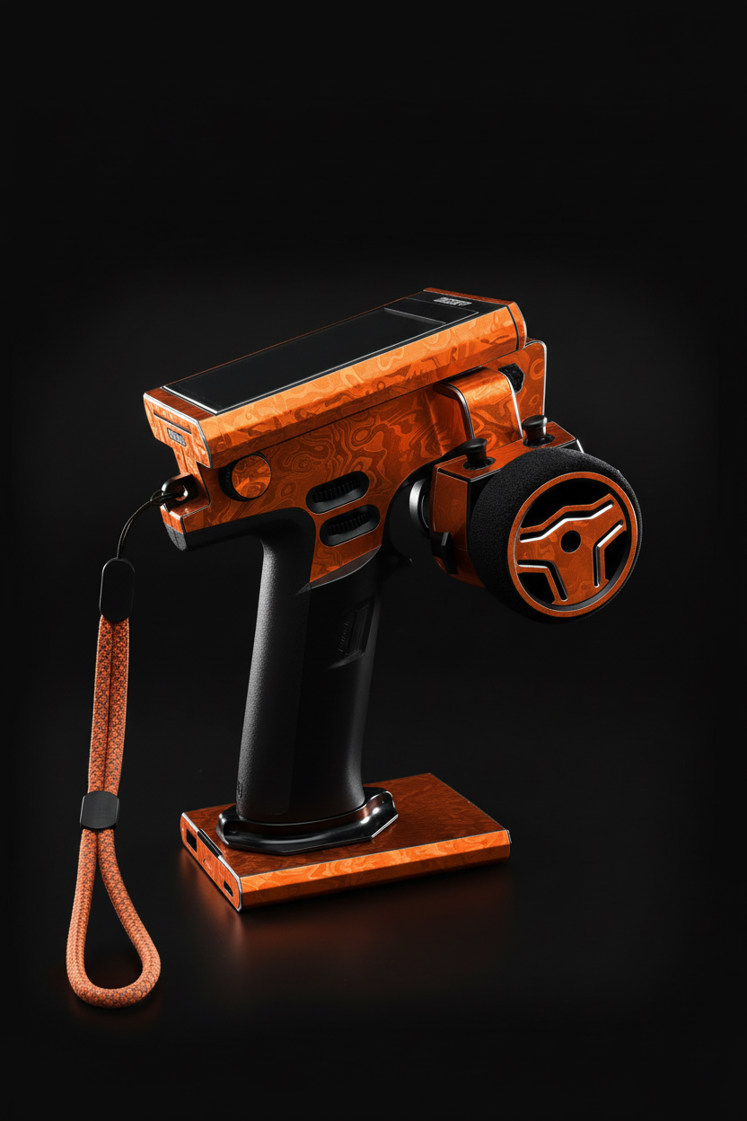 Flysky Noble Carbon Fiber orange Iridescent RC Radio Skin Remote Stickers Wrap Matching Color Lanyard Included