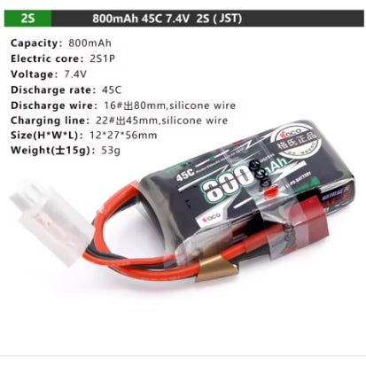 Gens ACE Lithium Battery 350mAh/450mAh/800mAh 2S 3S 7.4/11.1V 30C 45C with Plug for FPV Airplane Fixed Wing Drone Lipo Battery