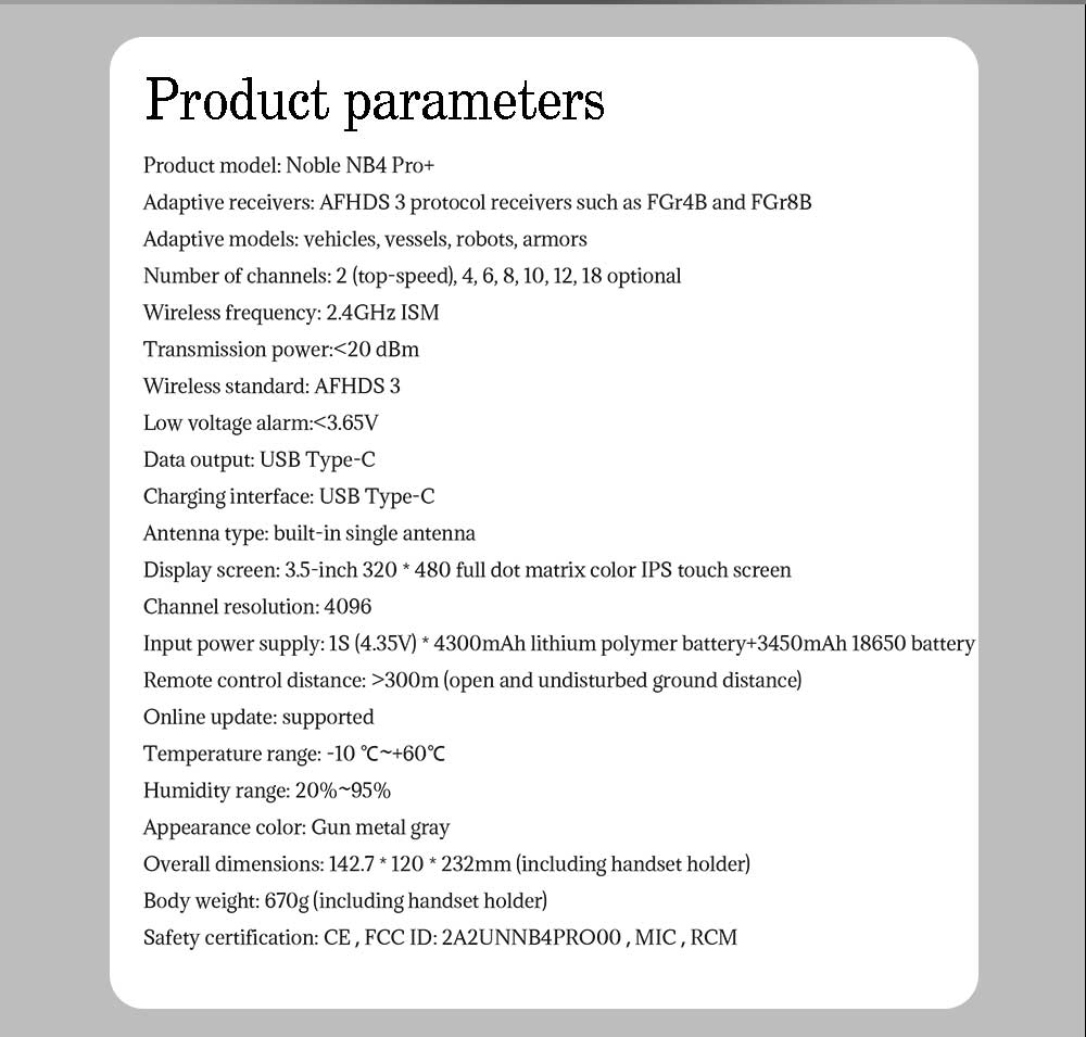 FLYSKY Noble NB4 Pro+ NB4 Pro Plus Surface Radio 18ch(English Version)